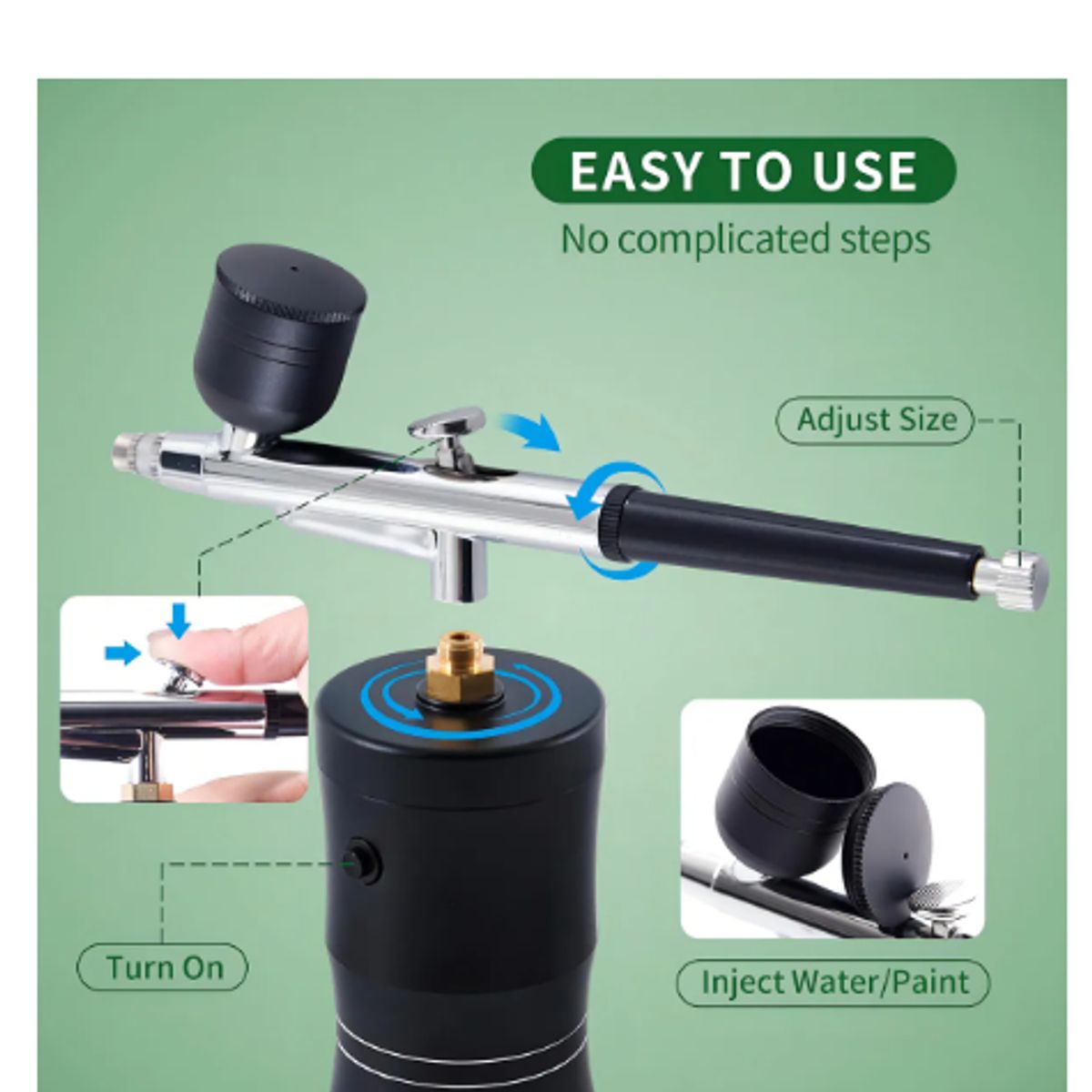 GENERICO - Aerógrafo Kit Aerografo negro con compresor de aire