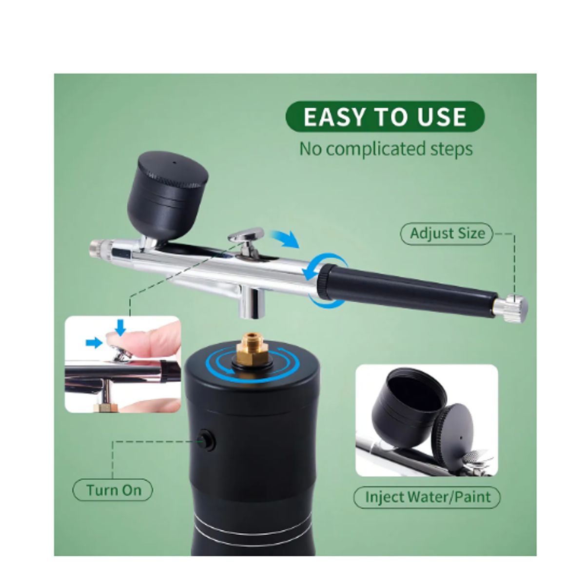 GENERICO - Aerógrafo Kit Aerografo negro con compresor de aire