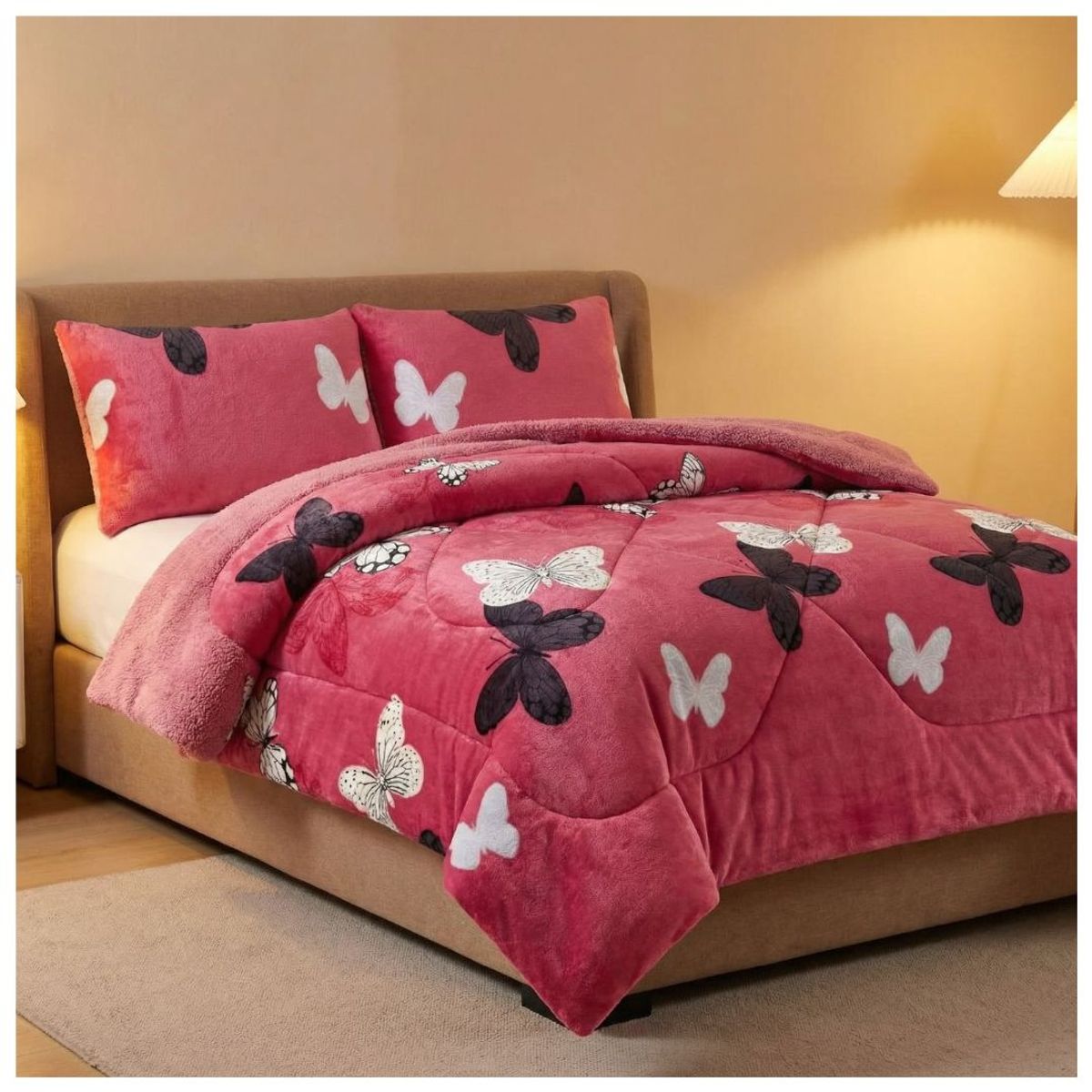 GENERICO - Cobertor Chiporro Invierno 2 Plazas - Fucsia Mariposa TFYH55