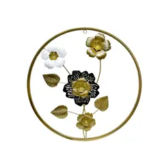 GENERICO - Cuadro Decorativo De Flores De Metal Dorado 45 Cm Diametro