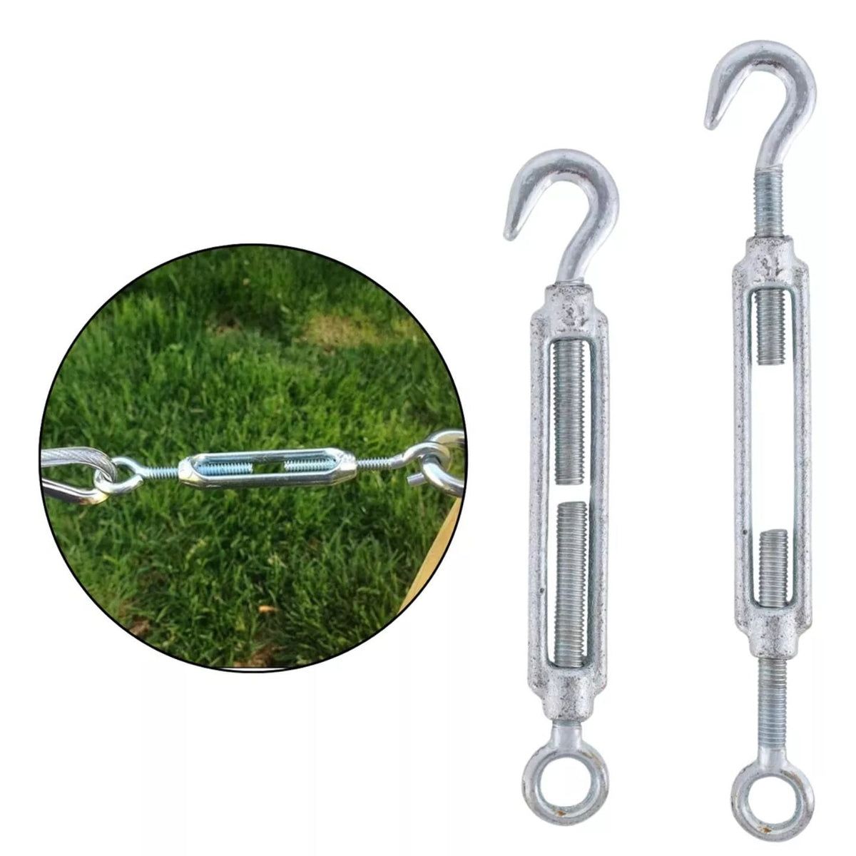 GENERICO - pack x6 Tensores Ojo Gancho 14 M6 Galvanizado Para Cables, Acero, Cuerda o piola