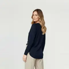 LINEATRE - Vestido Mujer Consuelo Cuello Redondo Cierre Sin Cierre Azul