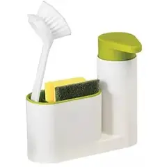 GENERICO - Dispensador Jabón Líquido Lavalozas Lavaplatos Porta Esponja Blanco