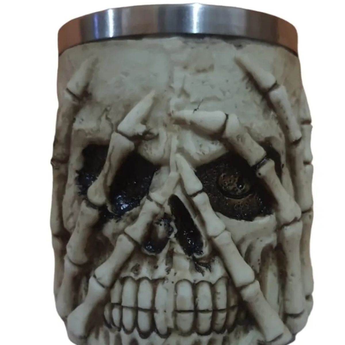 GENERICO - Taza Cráneo Manos Calavera Taza Térmica Acero Inoxidable Beige