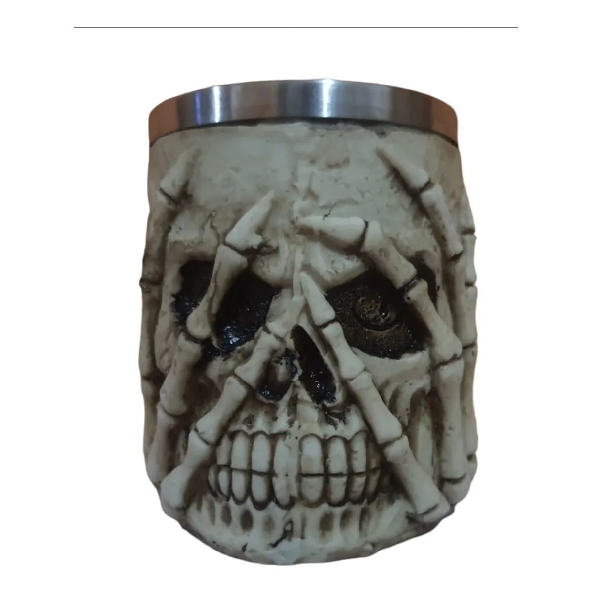 GENERICO - Taza Cráneo Manos Calavera Taza Térmica Acero Inoxidable Beige