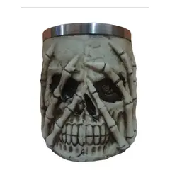 GENERICO - Taza Cráneo Manos Calavera Taza Térmica Acero Inoxidable Beige