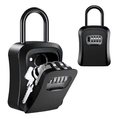 SUPERCENTER - Caja Seguridad Porta Llave Candado Clave Para Murocolgador Negro