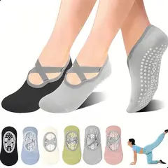 KUANGYE - Set 6 Pares Calcetines Antideslizantes Para Yoga Pilates