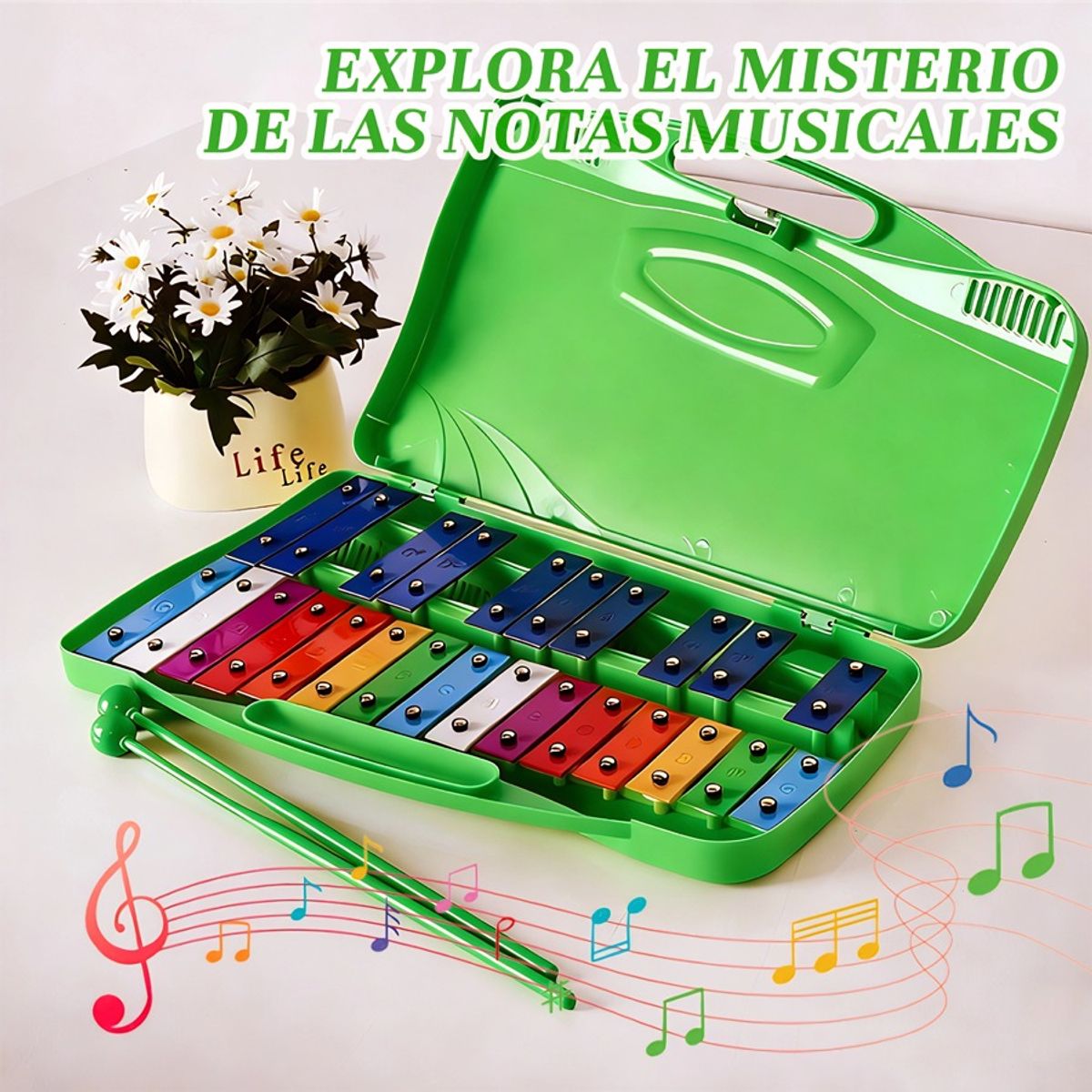 GENERICO - Metalófono Cromático 25 Notas percusión Infantil Escolar