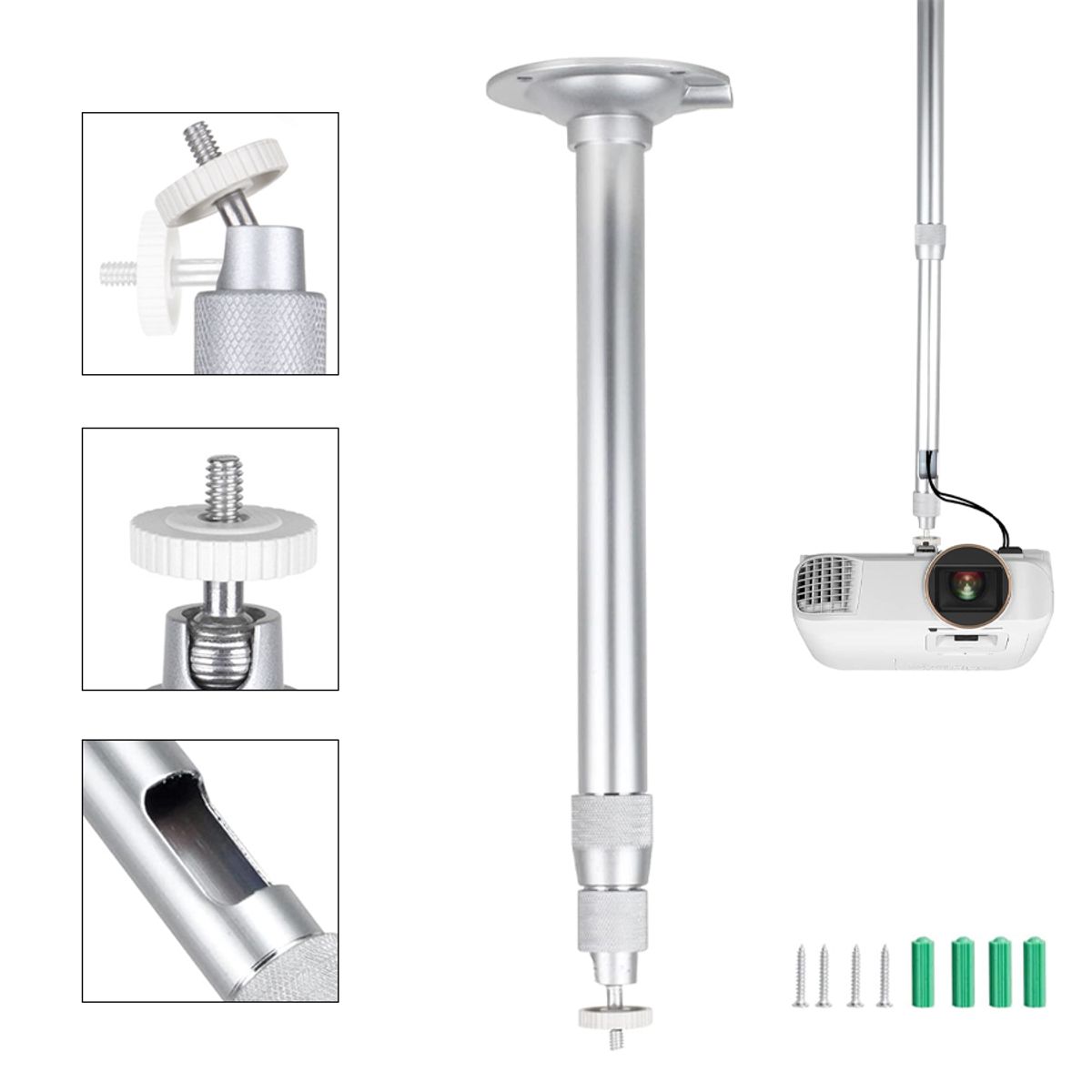 GENERICO - Soporte Proyector Extensible 30-60cm Metal Para Techo Pared