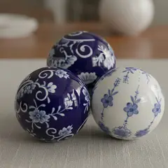 BRIC - Set De 3 Esferas Adornos Decorativos De Porcelana