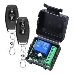 KUANGYE - Módulo Interruptor Relé 12v 10a 433mhz + 2 Control Remotos Negro