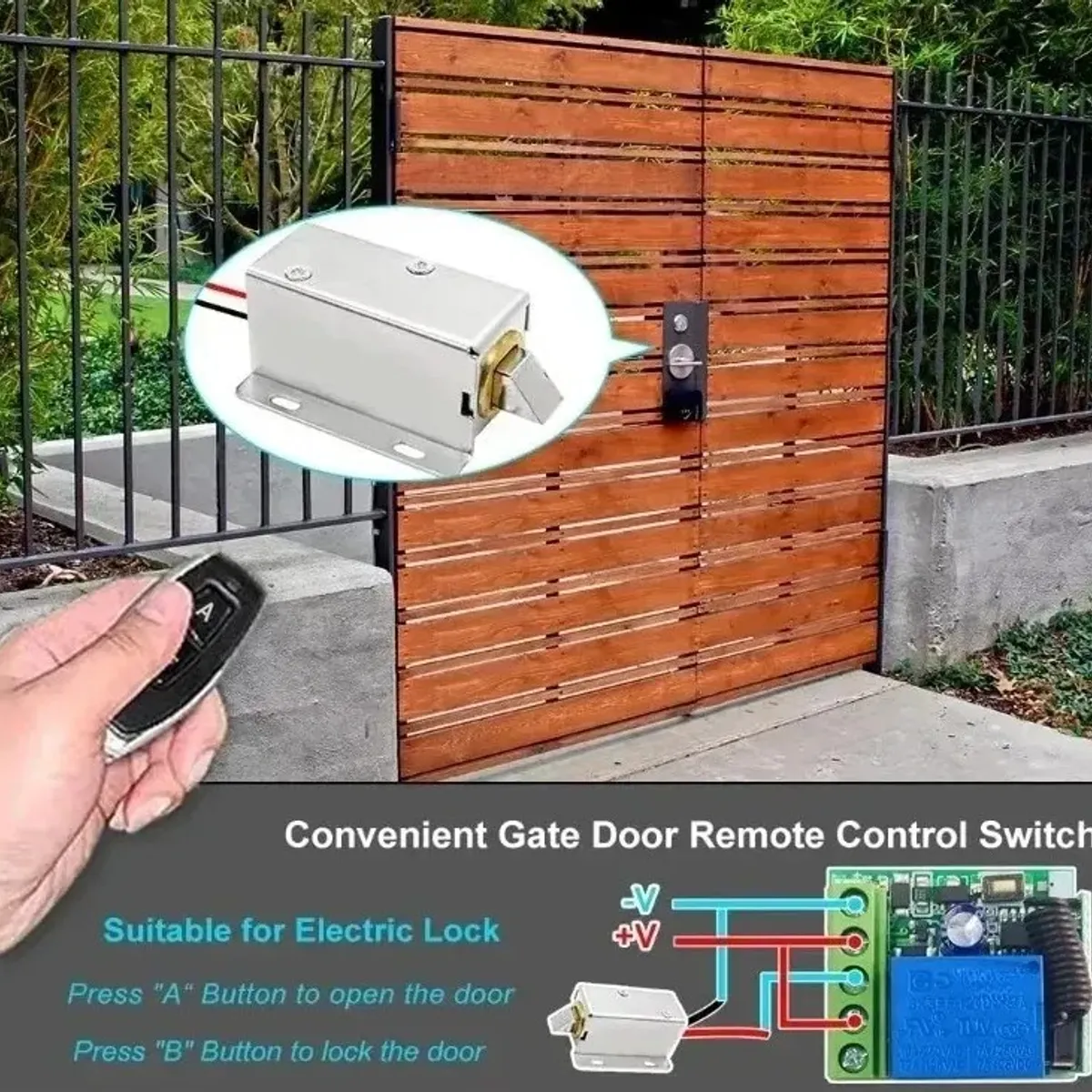 KUANGYE - Módulo Interruptor Relé 12v 10a 433mhz + 2 Control Remotos Negro