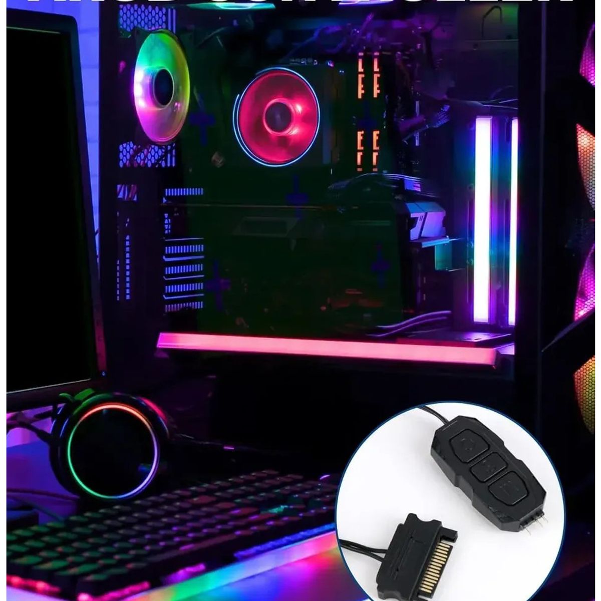 KUANGYE - Controlador Pc Gamer Argb 5v Para Ventiladores Cooler