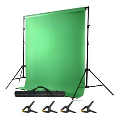 KUANGYE - Set Fondo Chroma Verde 2x3 Metros + Tripodes + Bolso Telón Lisa