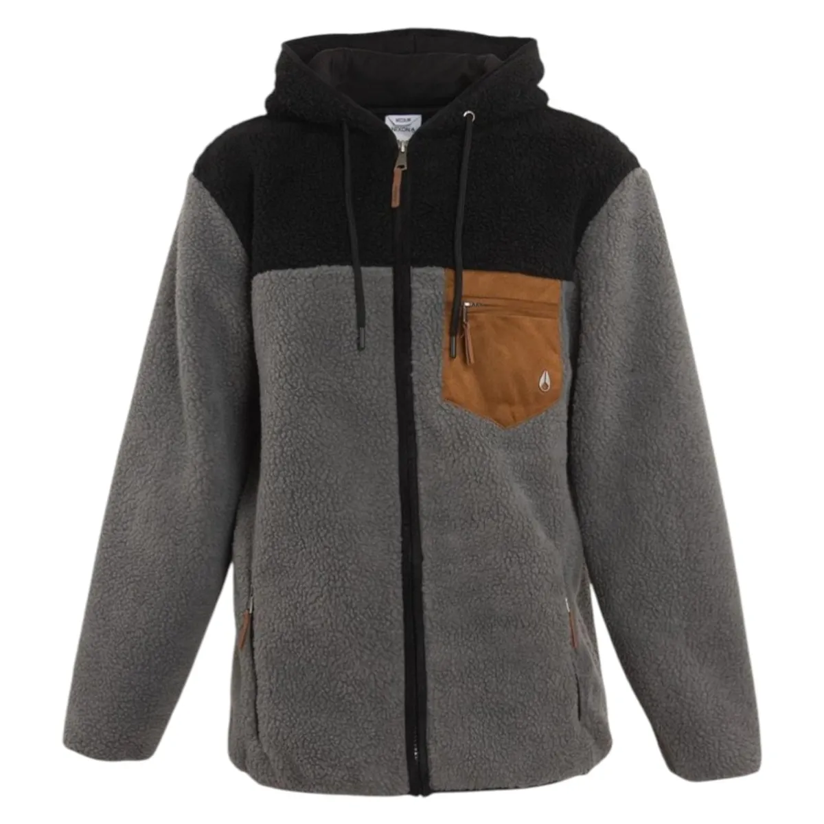 NIXON - Polerón Hombre Sherpa Full Zipper Grey Black Brown