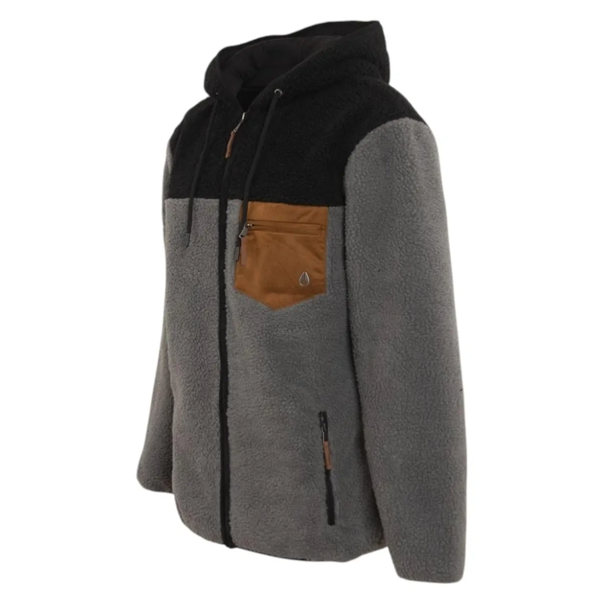 NIXON - Polerón Hombre Sherpa Full Zipper Grey Black Brown