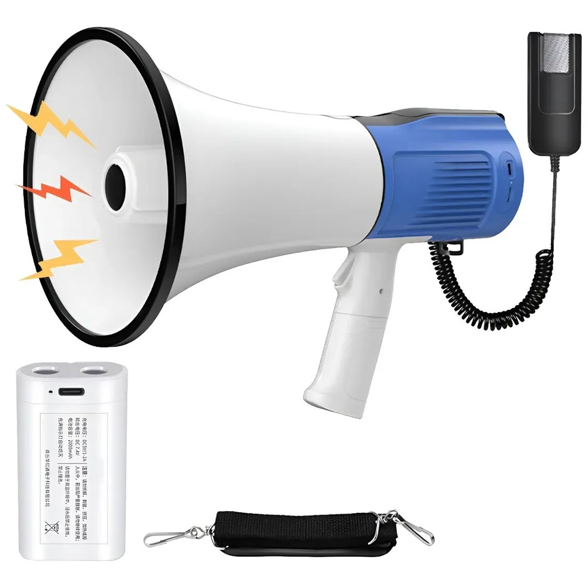 KUANGYE - Megafono Portatil Altavoz Fuerte 120w Bateria Recargable