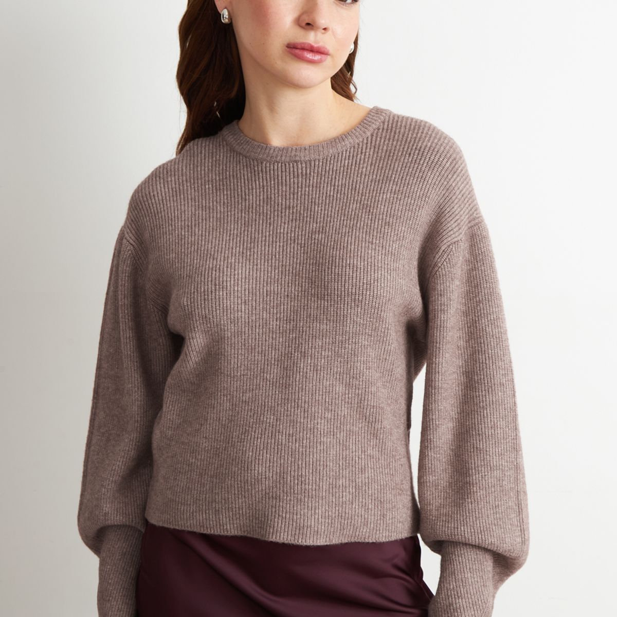 NICOPOLY - Sweater Jaspeado Cuello Redondo Khaki Nicopoly
