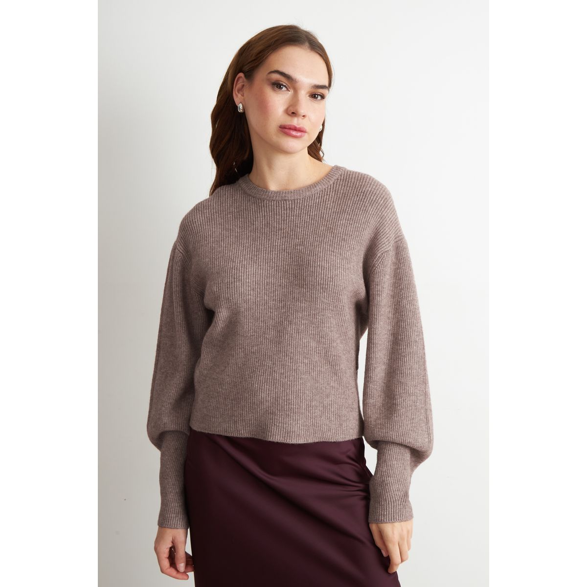 NICOPOLY - Sweater Jaspeado Cuello Redondo Khaki Nicopoly