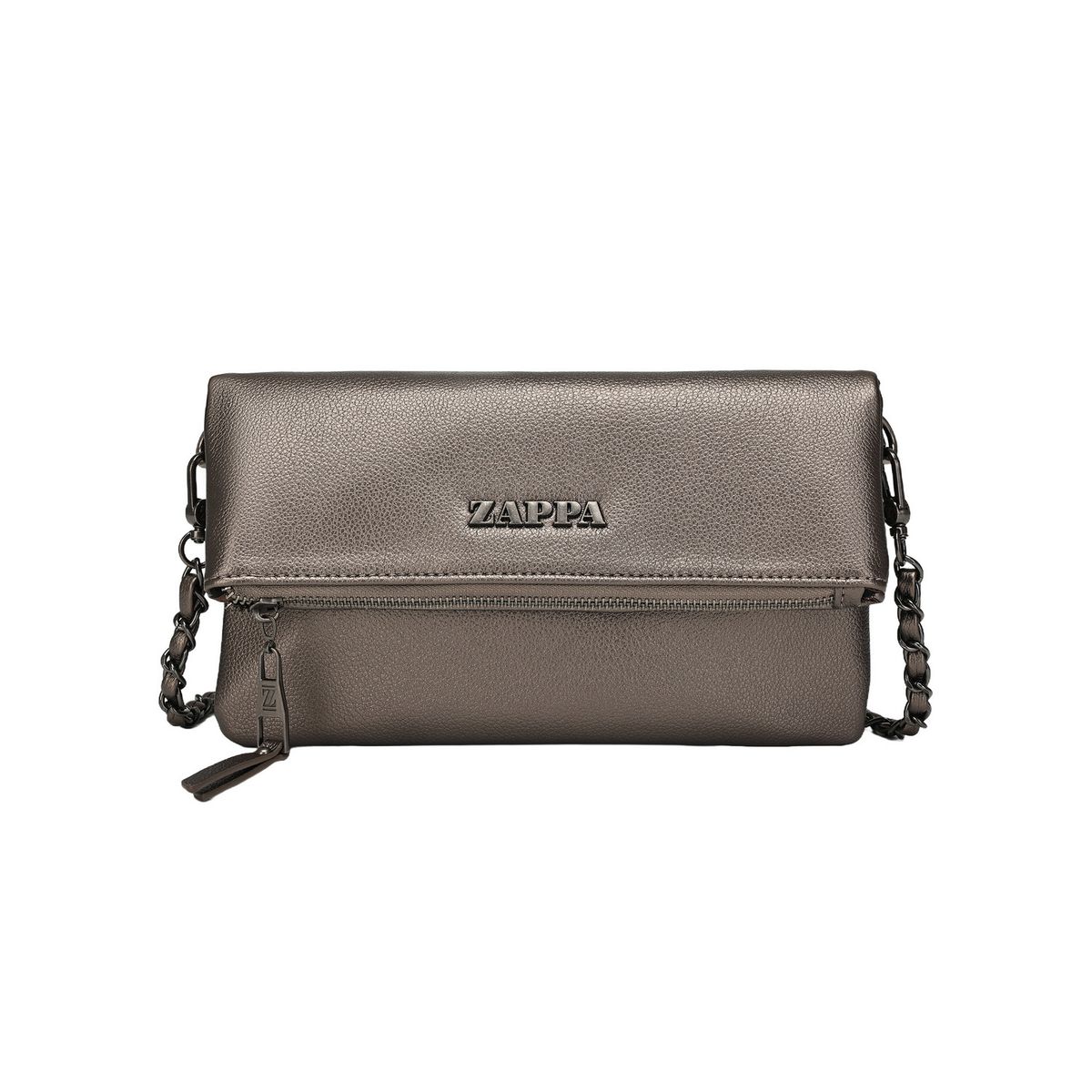 ZAPPA - Cartera Bandolera Tipo Sobre Detalle Cadena Gris Zappa