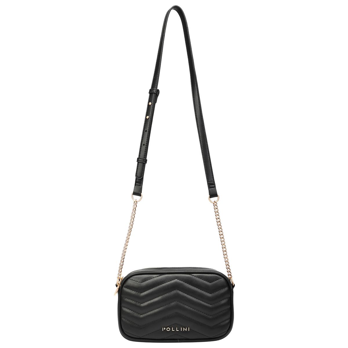 POLLINI - Cartera Bandolera detalle cadena Negro Pollini