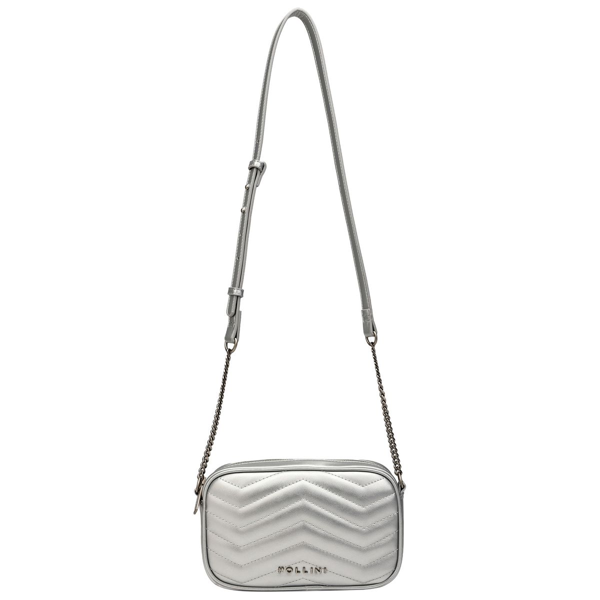 POLLINI - Cartera Bandolera detalle cadena Plateado Pollini