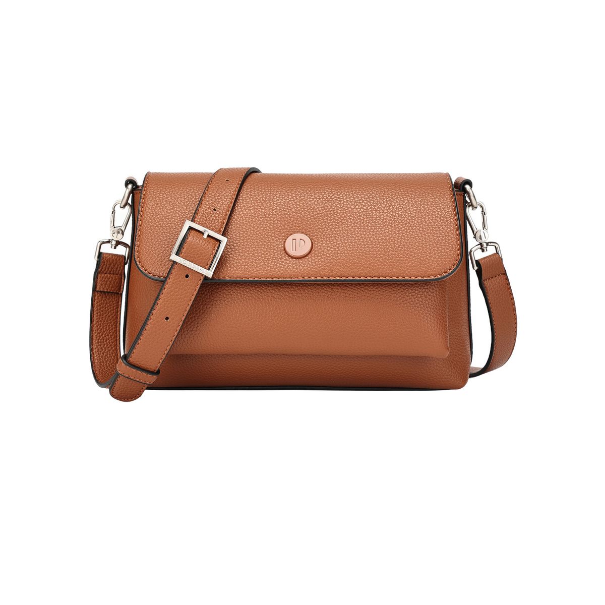 POLLINI - Cartera Bandolera con broche Marrón claro Pollini