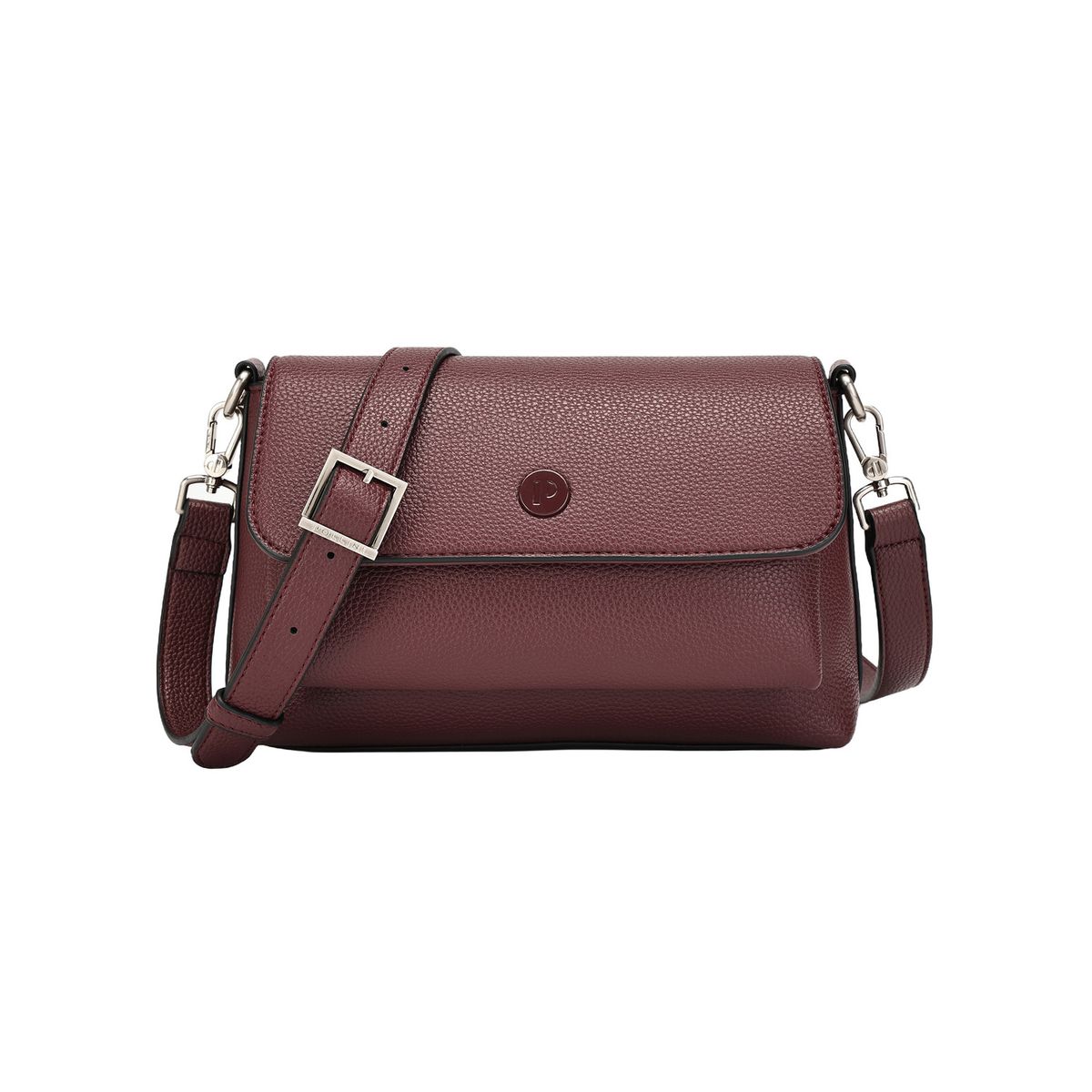 POLLINI - Cartera Bandolera con broche Bordó Pollini