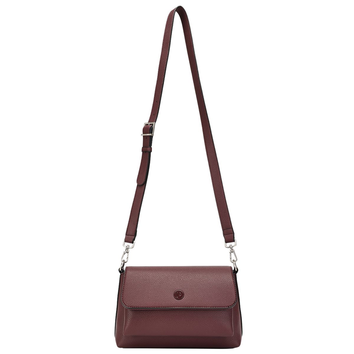 POLLINI - Cartera Bandolera con broche Bordó Pollini
