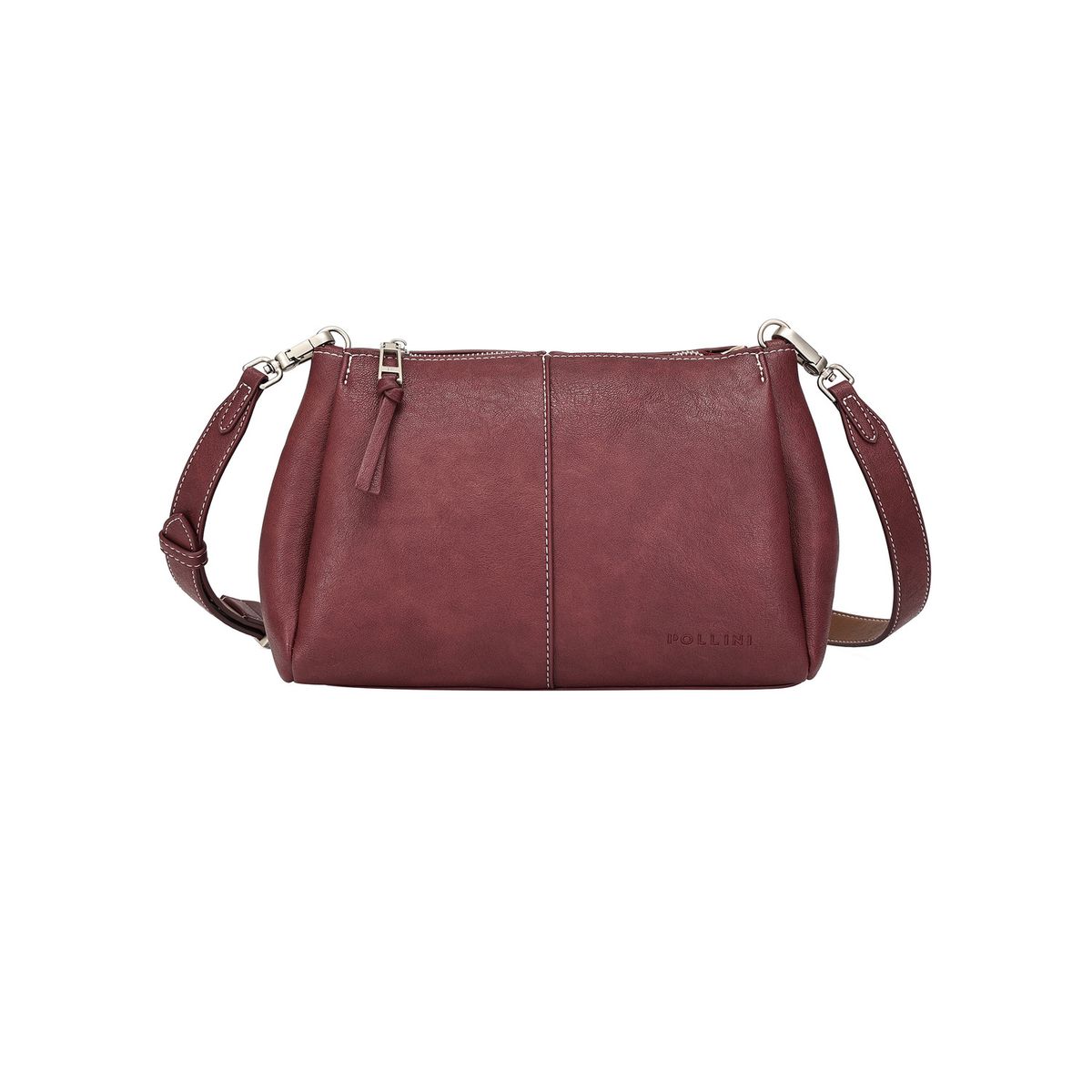 POLLINI - Cartera Bandolera Casual Bordó Pollini