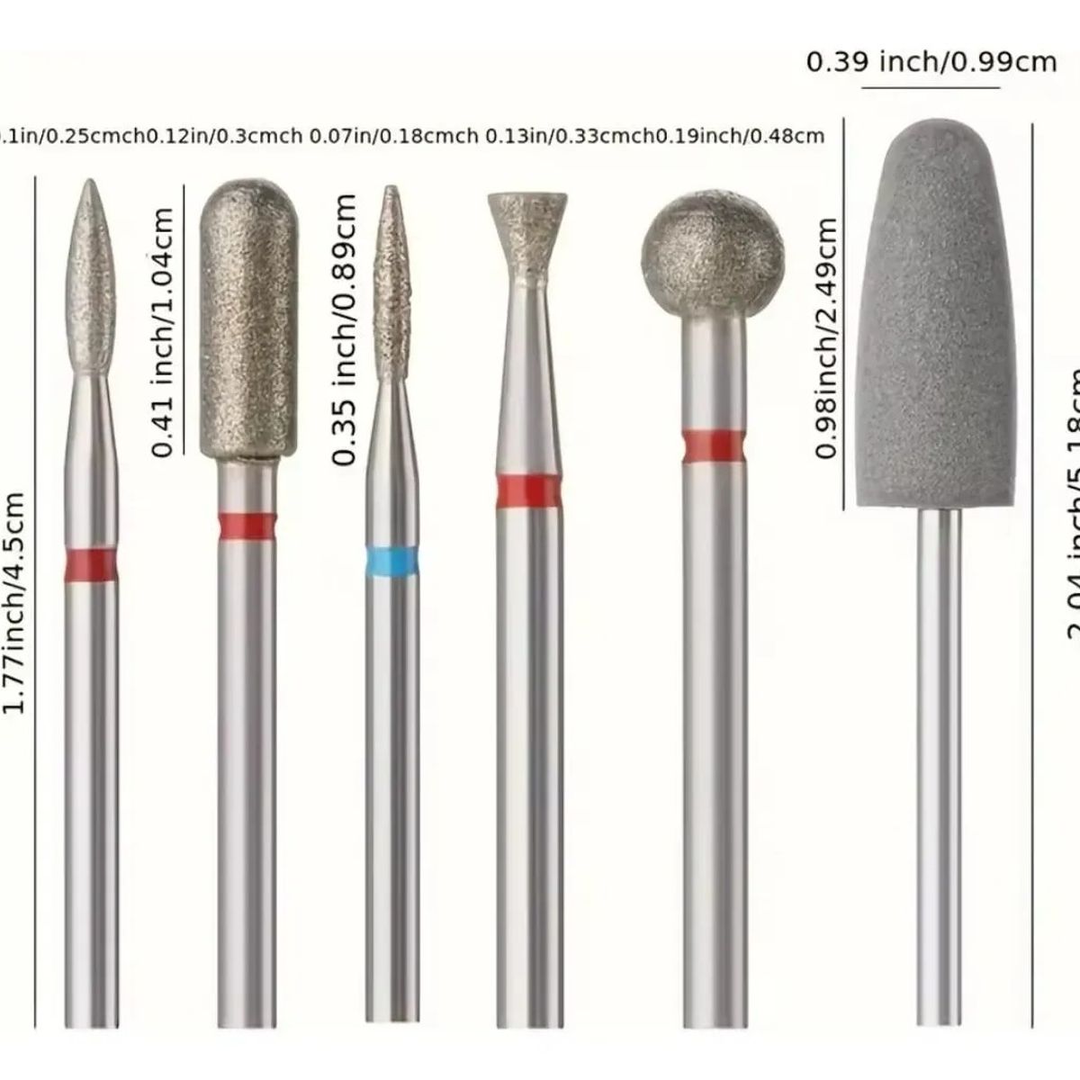 KUANGYE - 5 Fresas Diamantadas + 1 Silicona para Manicure