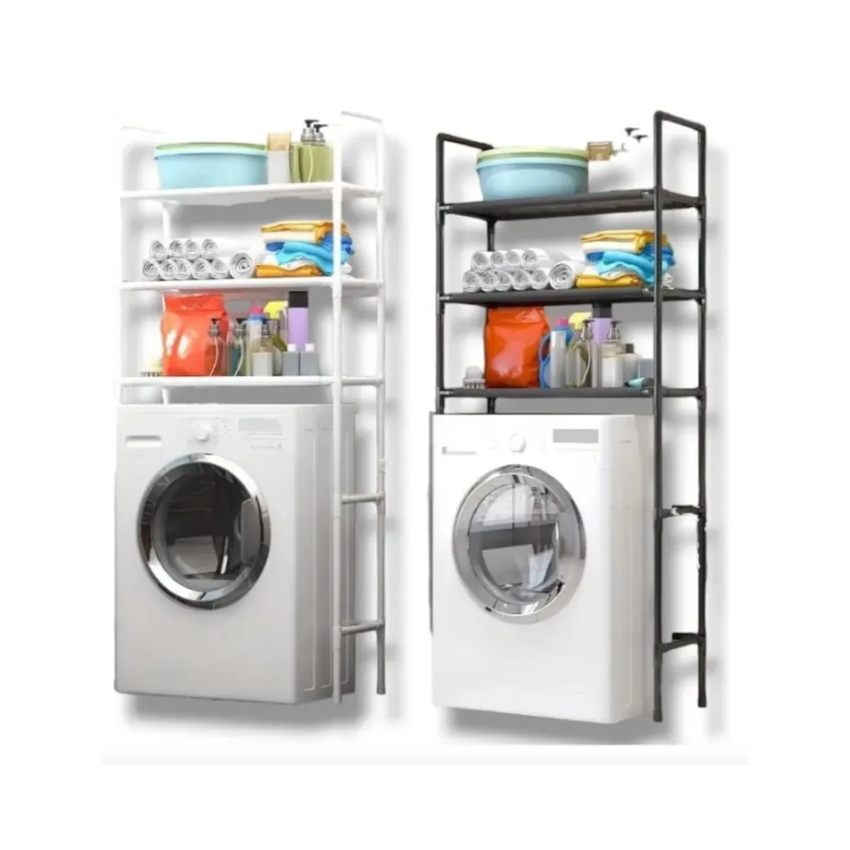 GENERICO - Estante Organizador De Lavadora Baño Metalico Rack 3 Niveles Color Blanco