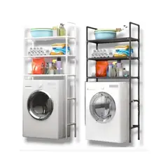 GENERICO - Estante Organizador De Lavadora Baño Metalico Rack 3 Niveles Color Blanco
