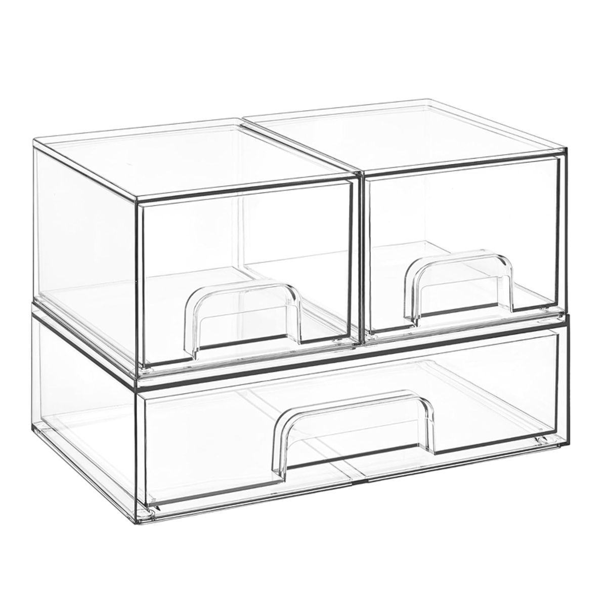 WAKESHOME - Set 3 Cajones de Almacenamiento Apilables de Maquillaje Versátiles