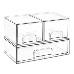 WAKESHOME - Set 3 Cajones de Almacenamiento Apilables de Maquillaje Versátiles