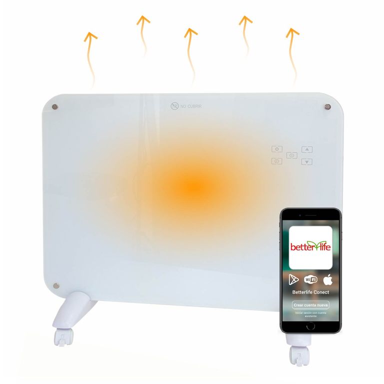 BETTERLIFE Calefactor Eléctrico Mural De Cristal 1000 W Wi-Fi