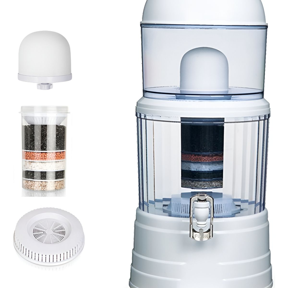 GENERICO - Dispensador Y Filtro De Agua Con Piedras Purificadoras 16l Color Blanco-228090 B90
