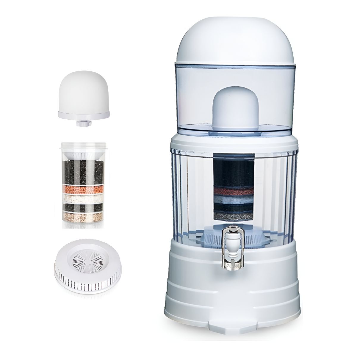 GENERICO - Dispensador Y Filtro De Agua Con Piedras Purificadoras 16l Color Blanco-228090 B90