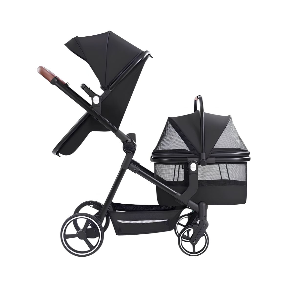 LUBABYCAS - Coche De Bebé Y Mascota 2 En 1 Mix Negro By Lubabycas