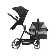 LUBABYCAS - Coche De Bebé Y Mascota 2 En 1 Mix Negro By