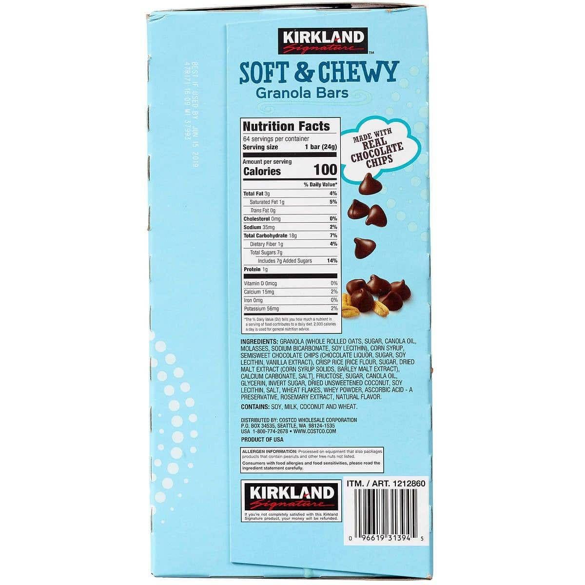 KIRKLAND - Barritas De Granola Con Chips De Chocolate Kirkland 64 X 24g