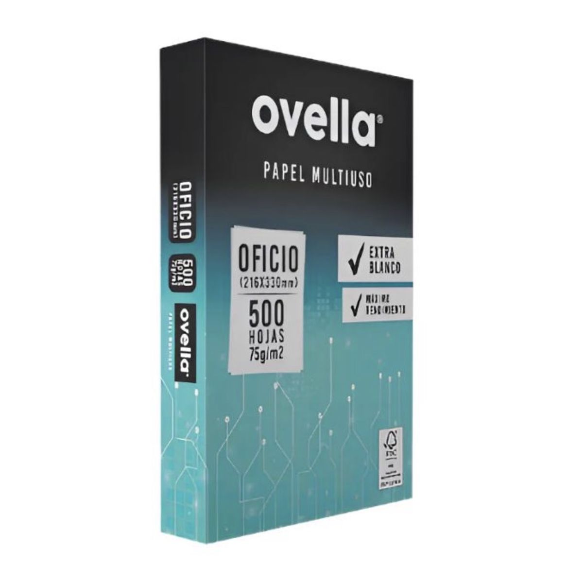 GENERICO - Resma De Papel Ovella Tamaño Oficio 500 Hojas Blanco 75 grs