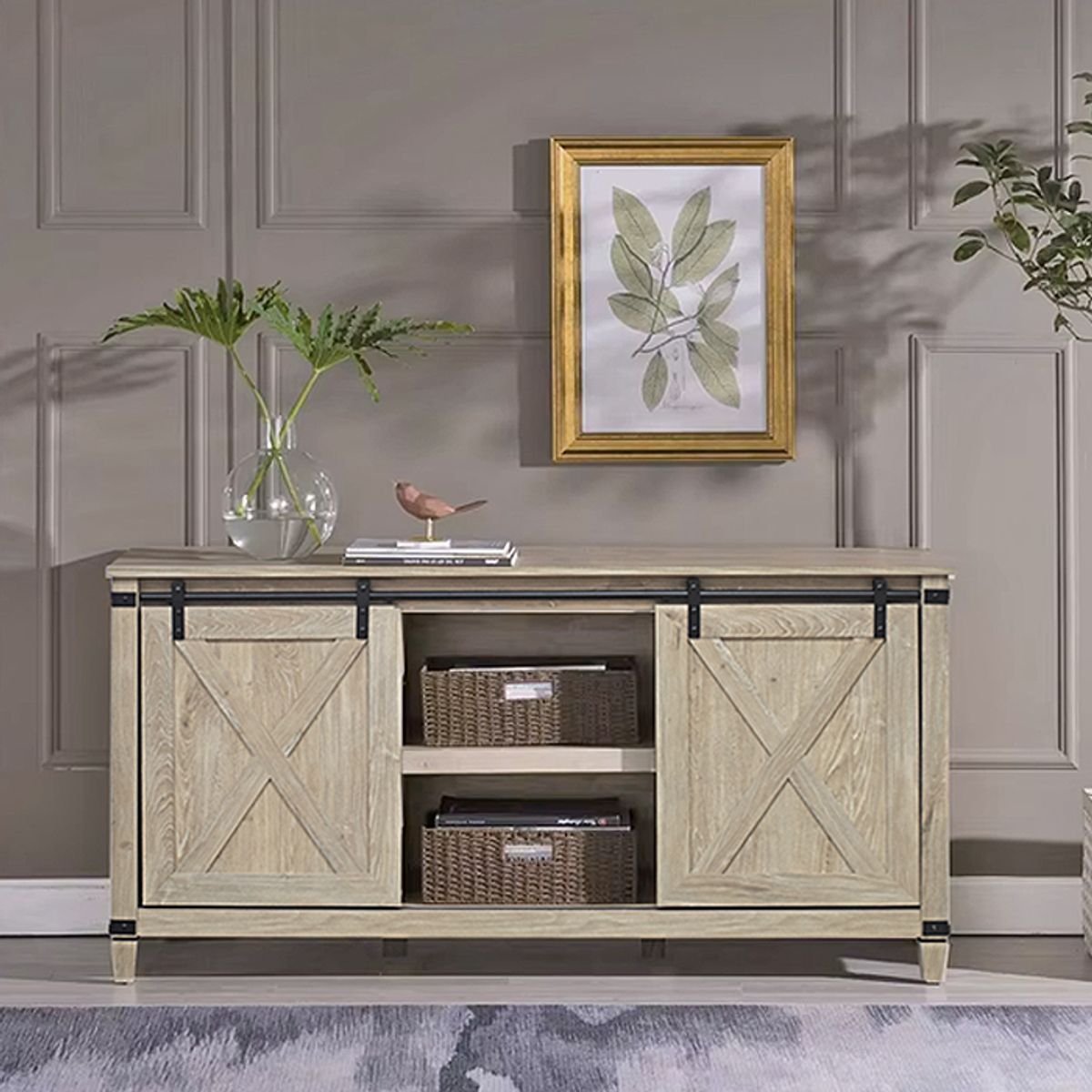 MSA MUEBLES SANTA ANA - Rack Buffet Para TV 55 Roble Light Grey