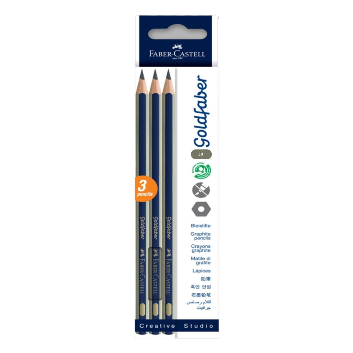 FABER-CASTELL - Lápiz grafito Goldfaber Faber-Castell 1221 3B x2 BC