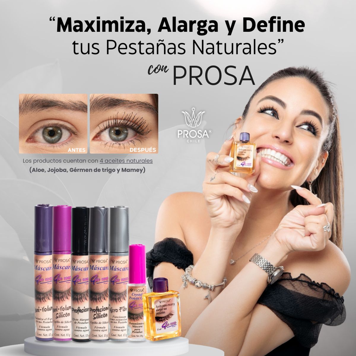 PROSA NATURAL - Mascara de Pestañas 3un Profesional Silicon Waterproof Prosa