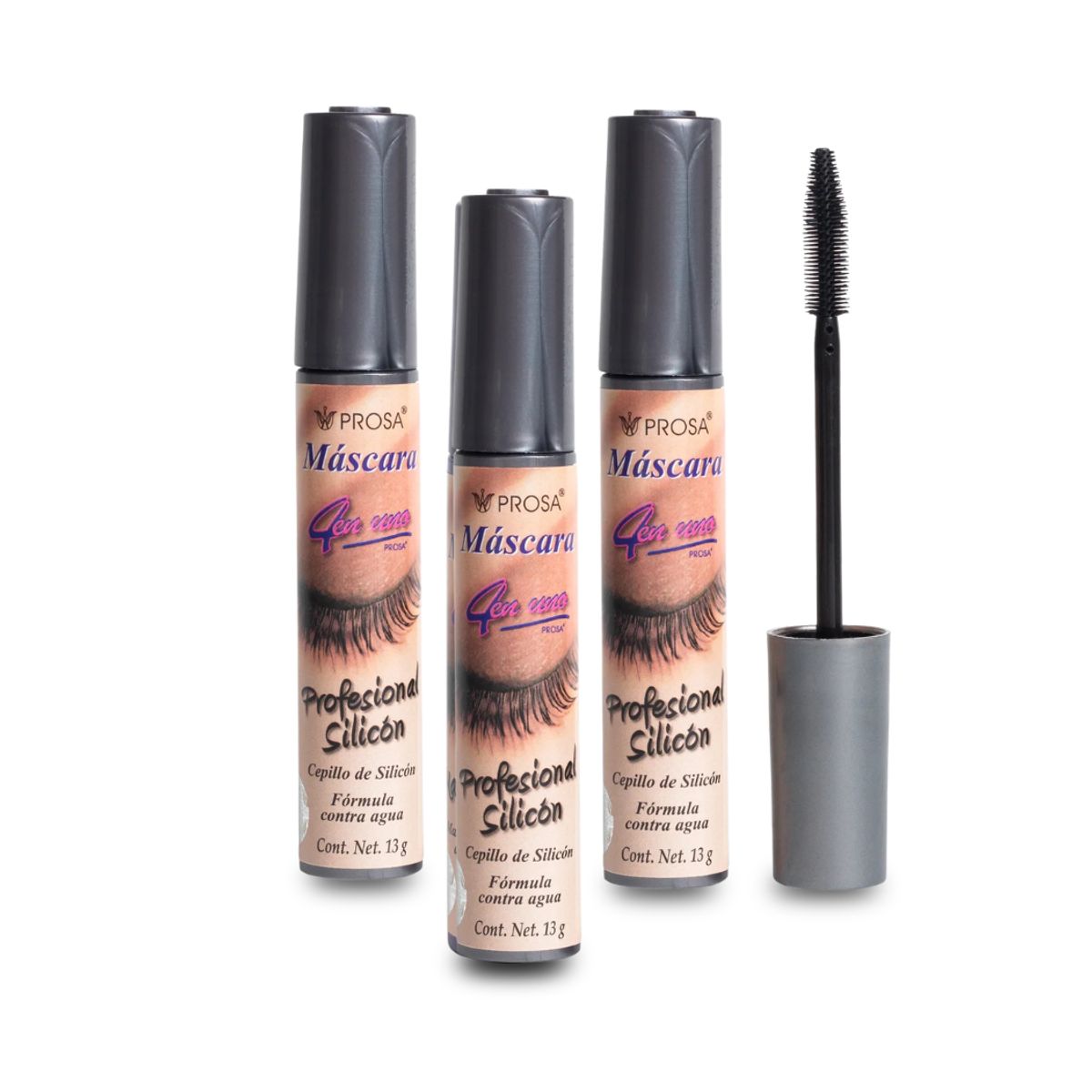 PROSA NATURAL - Pack x 3 Rimel Mascara de Pestañas Profesional Silicon Prosa