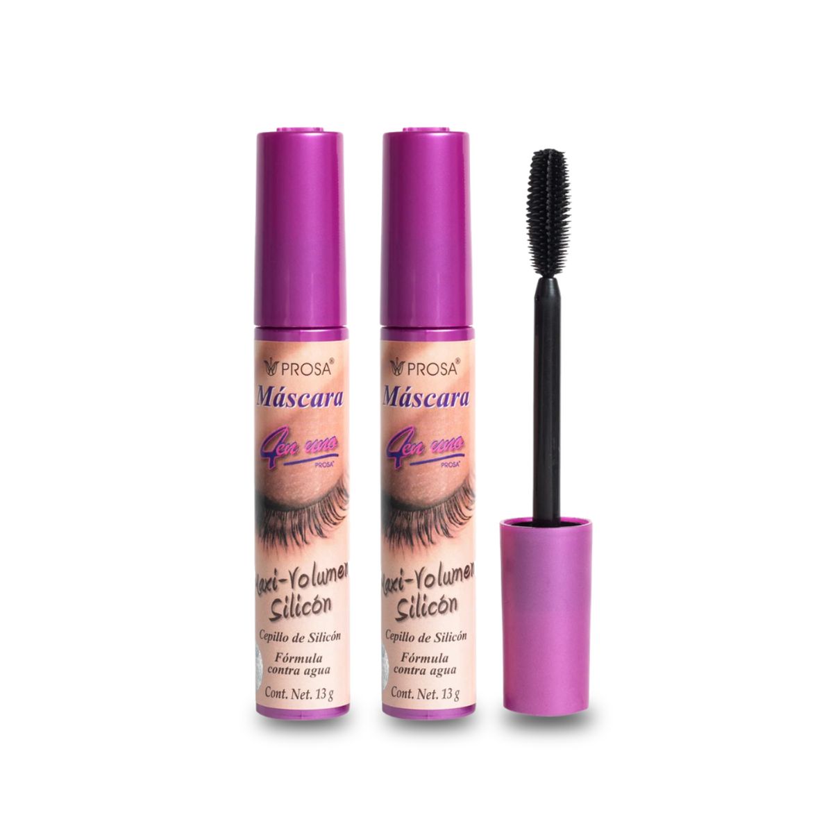 PROSA NATURAL - Pack x2 Mascara de Pestañas Maxi Volumen Silicon Wproof Prosa