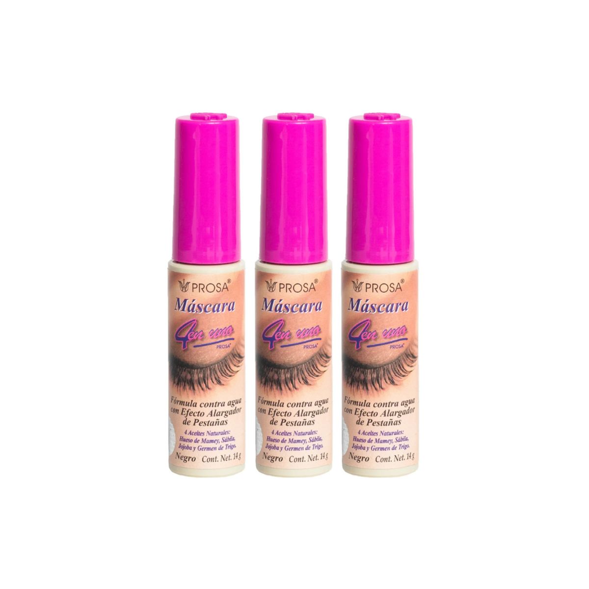 PROSA NATURAL - Pack x 3 Rimel Mascara de Pestañas Clasica Negro 14g Prosa