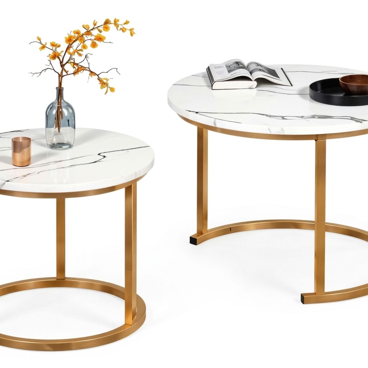 GENERICO - Juego de 2 mesas de centro tipo nido